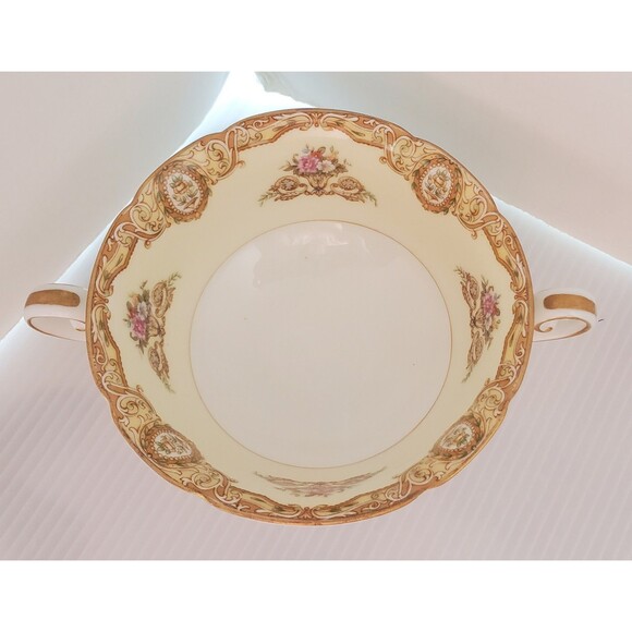 Vintage Noritake Fine China Ashley 3928 Japan Handled Cream Soup Bowl Floral - Picture 4 of 10